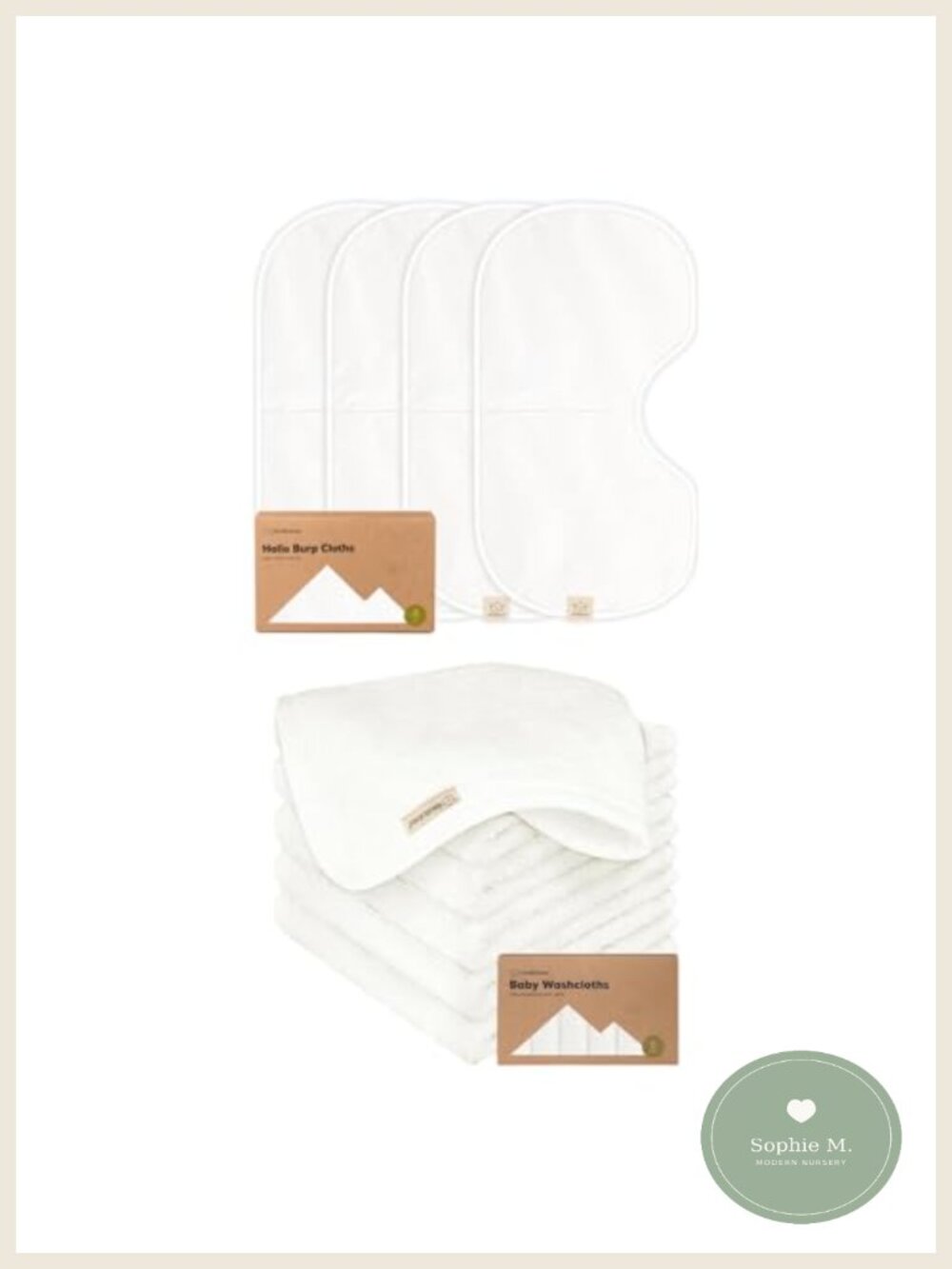 KeaBabies 4-Pack Cotton Burp Cloths & 6-Pack Baby Washcloths Set